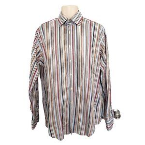 🪻BOGO🪻 Thomas Dean Men's Sz XL Dress Shirt 100%‎ Cotton Contrasting Cuff